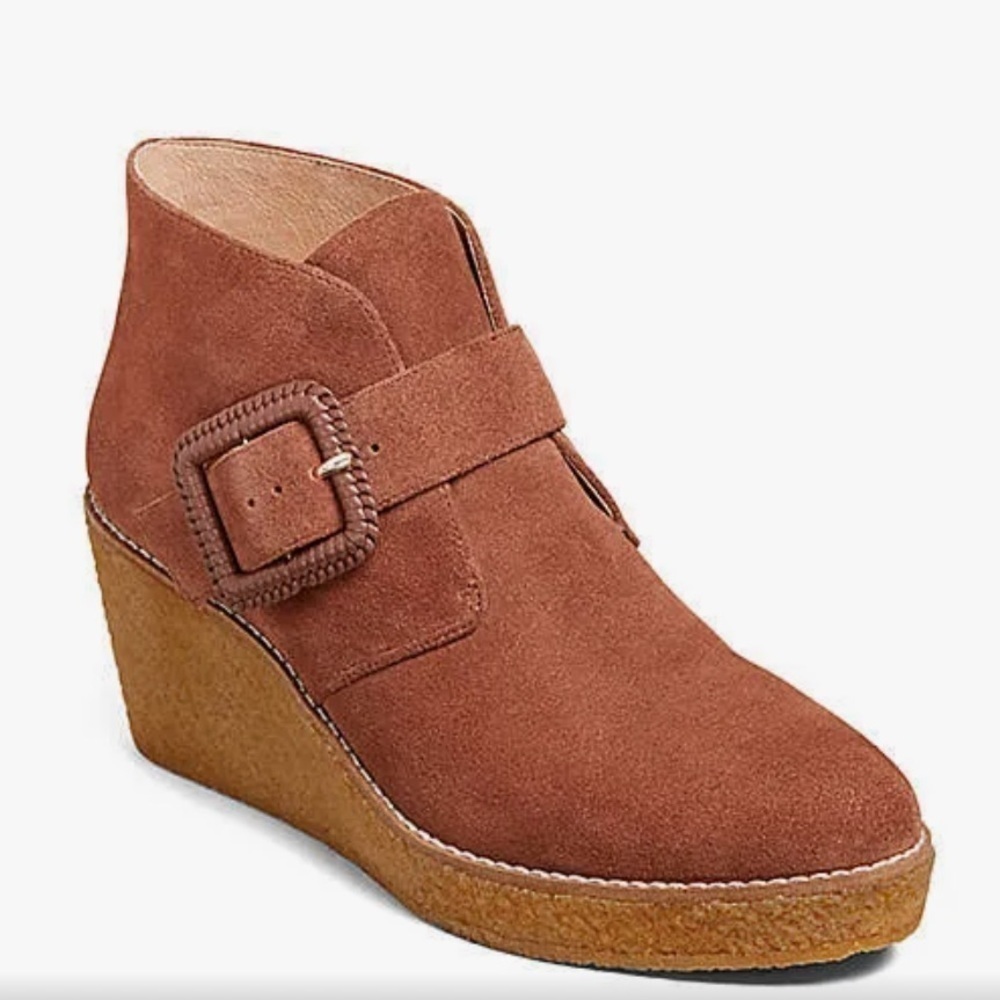 Jack Rogers Izzie Toffee Brown Suede Wedge Booties Size 8.5M